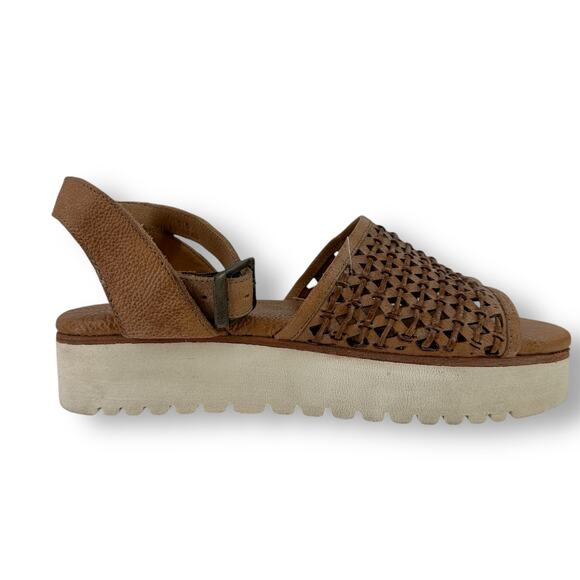 Bed Stu Brisa Brown Leather Platform Sandals Womens Sz 11 Ankle Strap - Picture 3 of 11